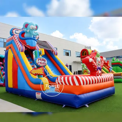 8m Carnival Clown Inflatable Slide for Rental Business