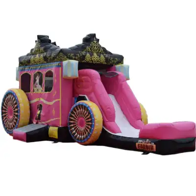 5-in-1 Princess Carriage Bounce Castle with Slide Combo — Multi-Activity Inflatable Play Center for Royal Parties & Complete Event Entertainment