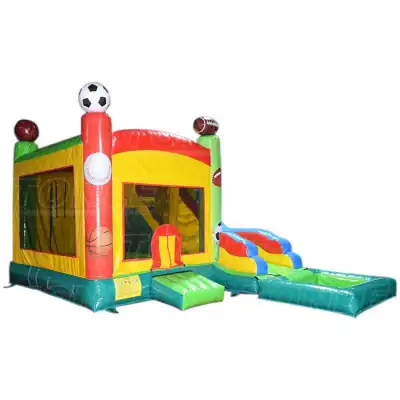 Sport-Themed Bounce Castle with Water Slide — 21ft Athletic Inflatable Combo for Team Parties, Sports Events & Active Kids Play