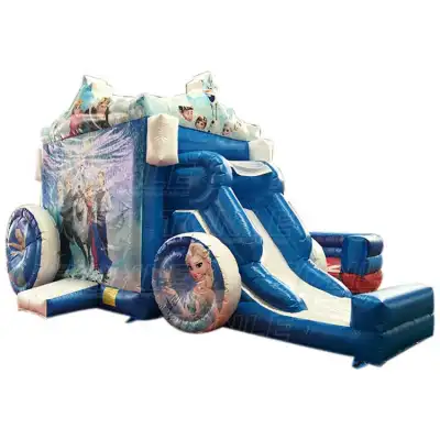 Frozen Princess Carriage Bounce House Combo — Elsa's Enchanted Carriage Inflatable Castle for Winter Princess Parties & Disney Celebrations
