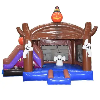 Halloween Bounce House with Slide — 16.5ft Spooky Inflatable Combo for October Parties, Haunted Backyard Celebrations & Fall Festival Entertainment