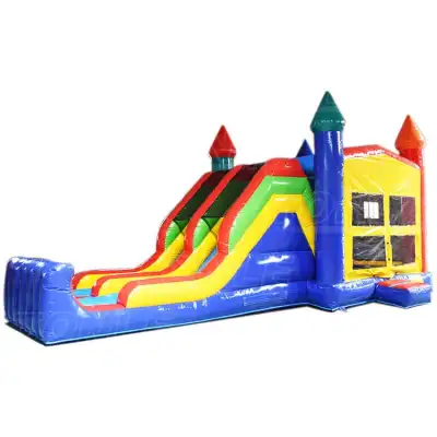 Double Lane Giant Bounce House Slide Combo — 62.4sqm Dual-Lane Commercial Inflatable for Maximum-Capacity Events, Festival Operations & Large Party Venues