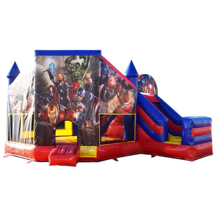 Avengers-Inspired Superhero Training Academy Inflatable Bounce House with Slide Combo -- Action-Packed Party Rental for Young Heroes — photo 1