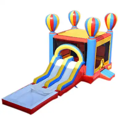 Hot Air Balloon inflatable bounce house jumping castle with dual lane water slide for sale