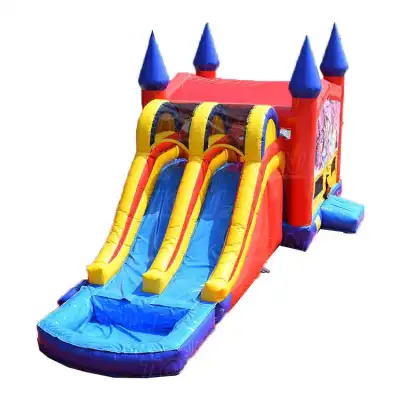 bouncer w/ double lane waterslide