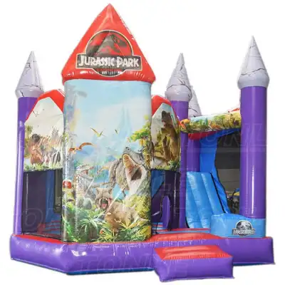 Jurassic Park-Inspired Dinosaur Inflatable Bounce House Combo -- Prehistoric Adventure Party Rental for Young Explorers