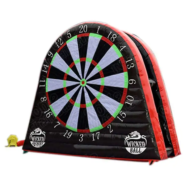 Inflatable football dart game with black red and green target face