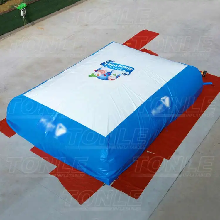 12x9m blue and white inflatable air bag landing pad on concrete
