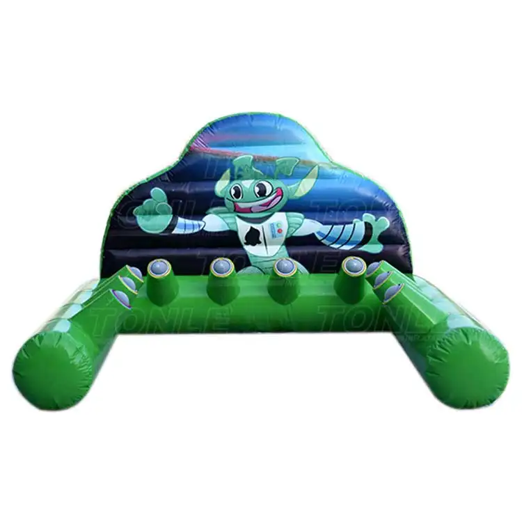Green inflatable IPS game with alien graphic and four target sensors, 3.2m size