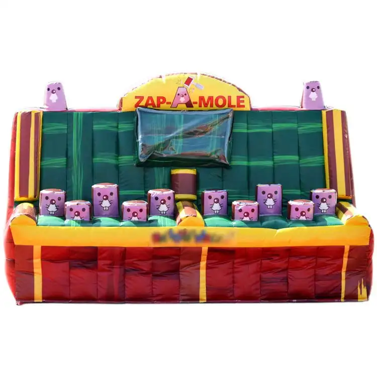 Inflatable Zap-A-Mole game with purple mole targets and green background, 2.55m wide