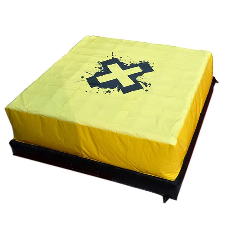 Yellow and black 6x6m inflatable air bag with cross graphic