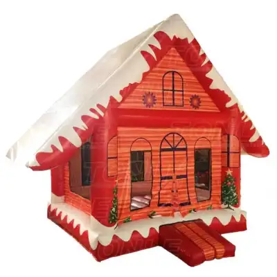 Christmas Cabin Bounce House 21ft Holiday-Themed Inflatable Bouncer for Events