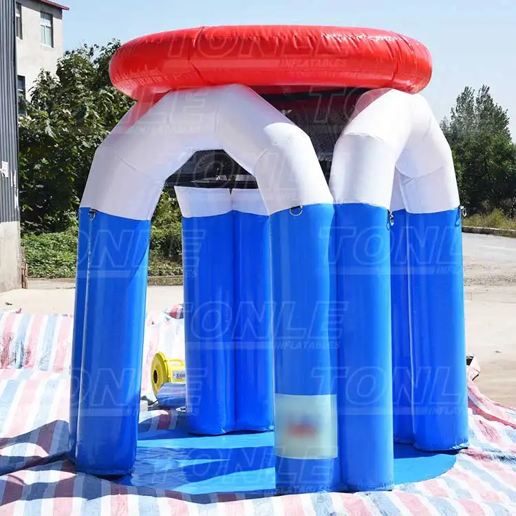 Inflatable Monster Basketball Game with blue columns and red top ring, 1.8x1.8m size