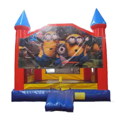 Minion-Inspired Banner Castle Bounce House — 13ft Interchangeable Inflatable Jumper for Customizable Parties, Dual-Theme Celebrations & Rental Fleet Flexibility