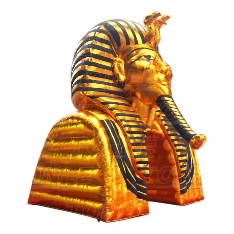 Golden Sphinx Tunnel inflatable with black stripes measuring 5x4x6.5m