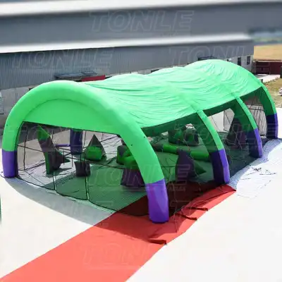 green inflatable paintball bunker tent