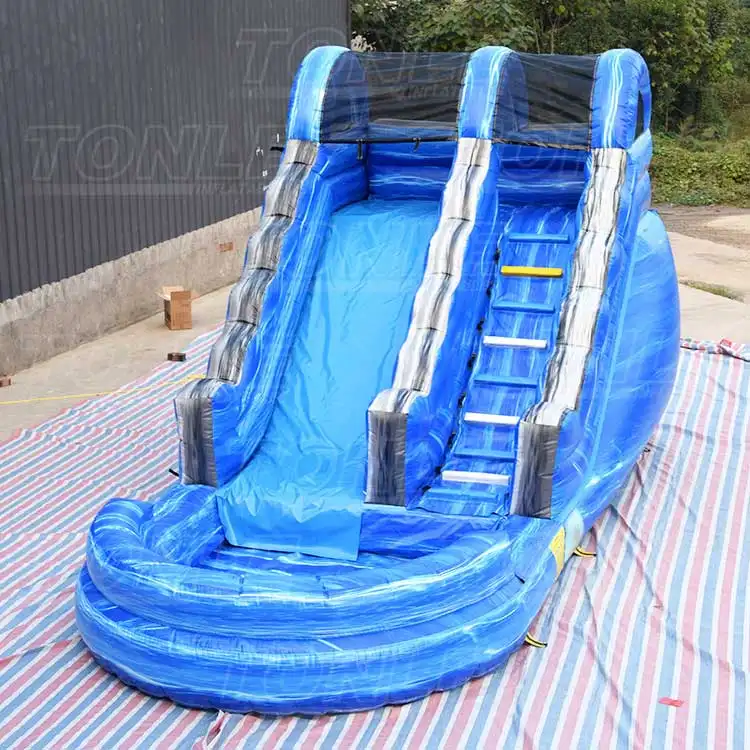 blue wave splash inflatable water slide — photo 1