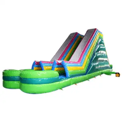 factory large inflatable double slideway water slide with pool