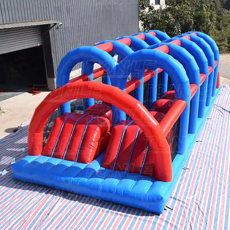 13m double lane inflatable big ballger game in red and blue PVC