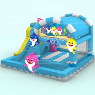 indoor cheap inflatable marineland fish theme bouncer jumper with water slide