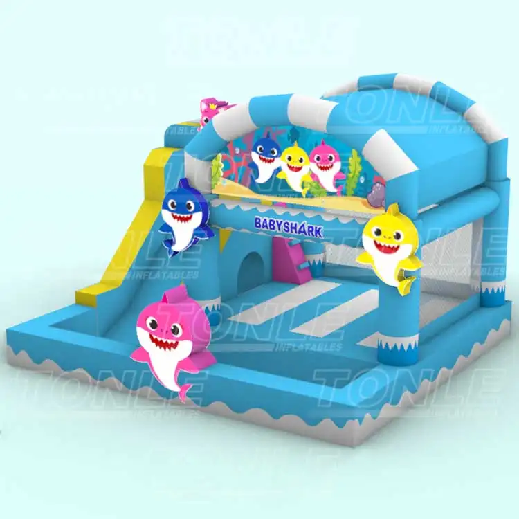 indoor cheap inflatable marineland fish theme bouncer jumper with water slide — photo 1