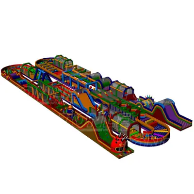 67m long biggest interactive challenge inflatable obstacle course adult bounce house from inflatable factory