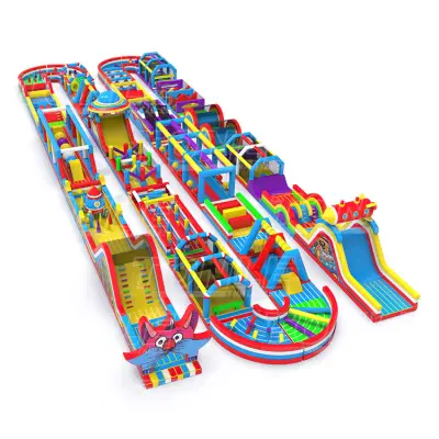 commercial custom high quality inflatable the biggest competition run obstacle course