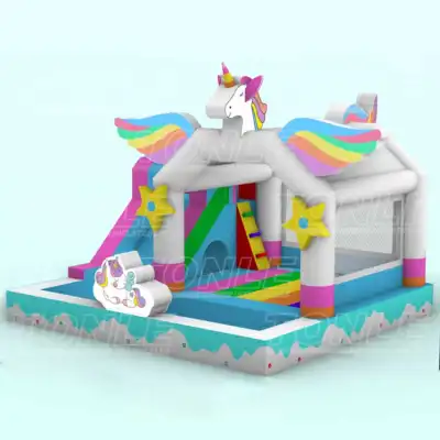 factory inflatable unicorn bounce house jumper castle moonwalk combo water slide