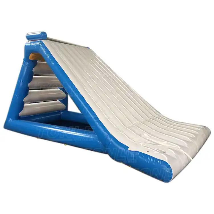 Blue and white 18ft inflatable water slide with side climbing steps