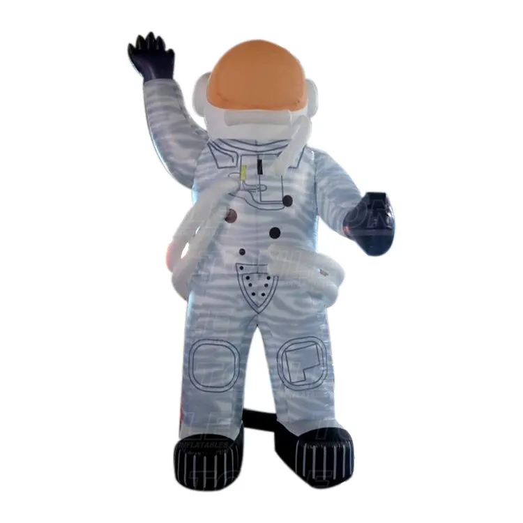 3.5m huge inflatable astronaut replica with white suit and orange visor waving hand