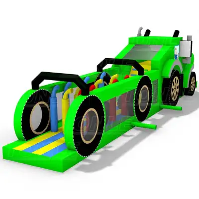 custom kids inflatable green car obstacle course games