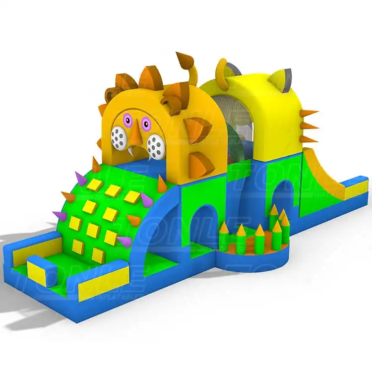 new design custom kids inflatable cat and Lion modelling obstacle course games bounce house — photo 1
