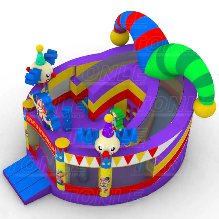custom children air playground inflatable clown fun city bounce house slide — photo 1