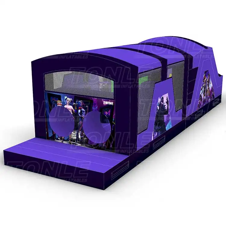 Purple hero theme small obstacle course 12m long with superhero graphics