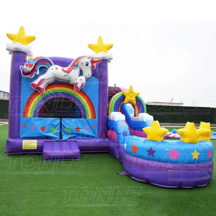 custom wholesale factory inflatable unicorn bounce house with slide bouncy castle jumper — photo 1