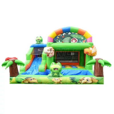 Factory custom jungle animal bounce house water slide combo