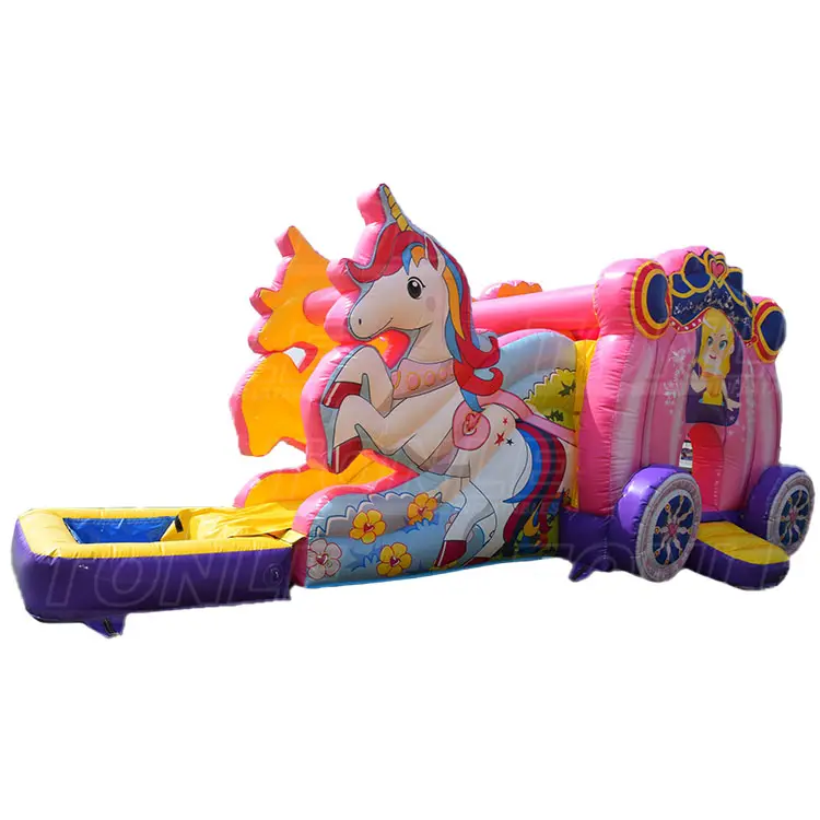 Customized carriage bounce bed slide with pool for sale — photo 1
