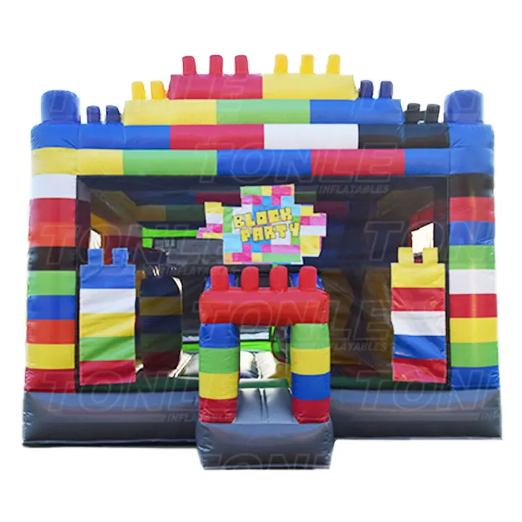 New design custom inflatable building block bounce house bouncy castle jump castles for sale — photo 1