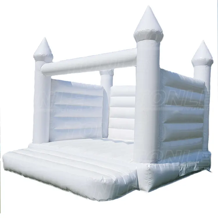 White 4x4m wedding theme inflatable bouncy castle with four turrets