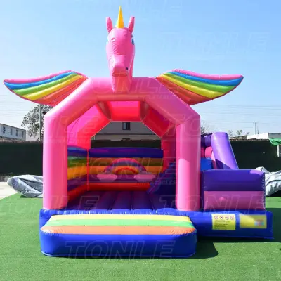 Customized unicorn castle slide inflatable boucer