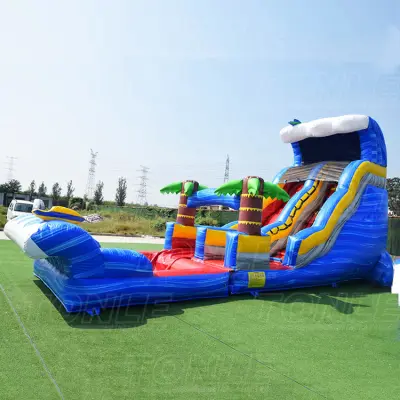 commercial water slide tropical inflatable water slide with detachable pool