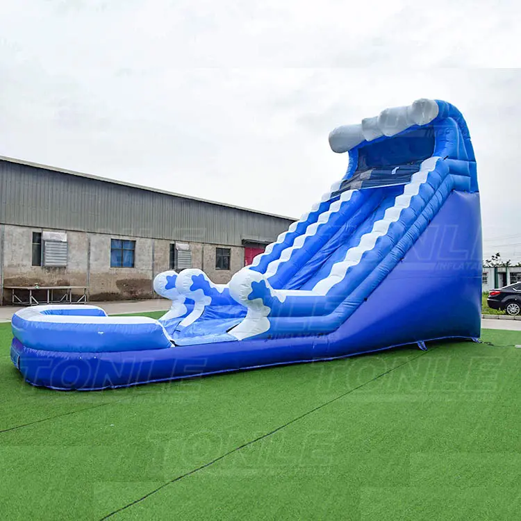 16FT Inflatable wave water slide with pool for kids for sale — photo 1