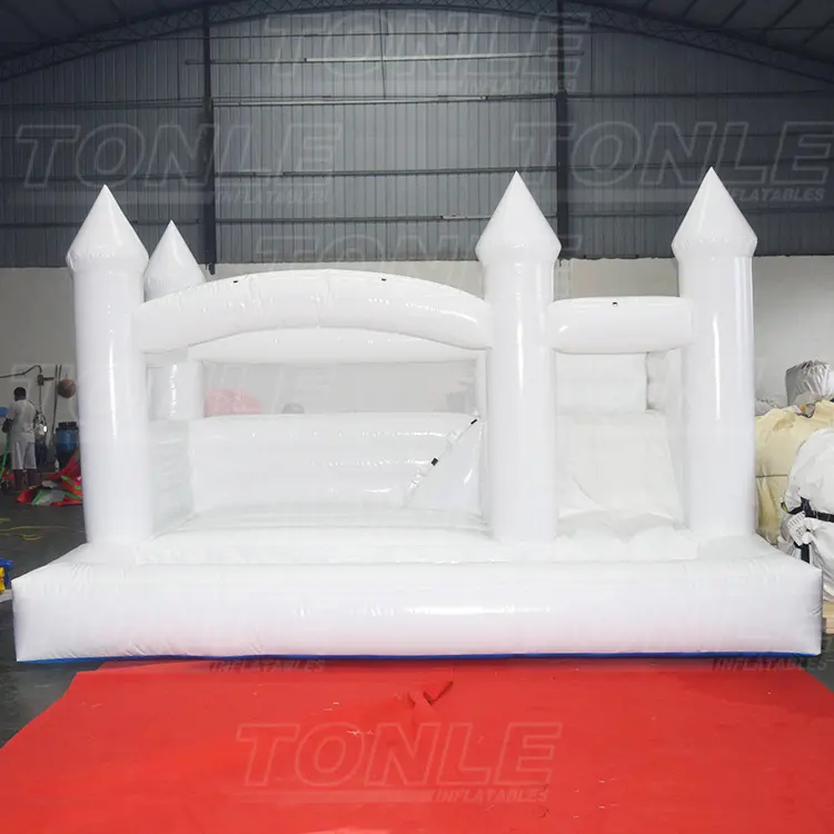 custom white castle inflatable wedding bounce house slide combo with pool for sale — photo 1