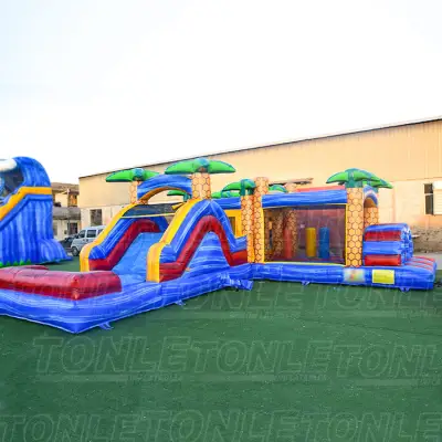 Custom Inflatable Obstacle Course - 13.6m Palm Theme
