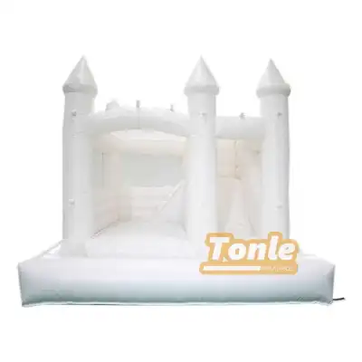 White Wedding Party Castle Inflatable Bounce House with Slide Pool Combo