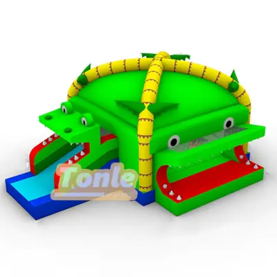 Tropical tree crocodile animal theme bouncy castle slide bounce house