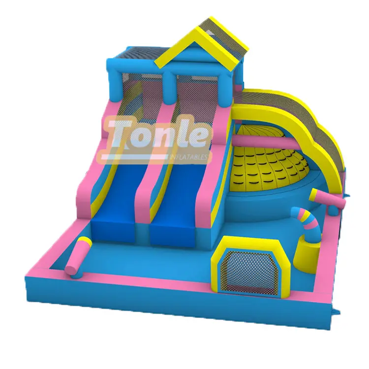 Factory custom kids slide with swimming pool. With rock climbing, small water gun for kids — photo 1