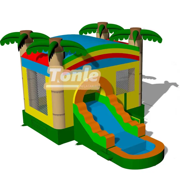 Palm Tree Inflatable Tropical bounce house Water slide Combo for Sale — photo 1