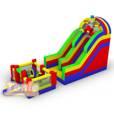 Detachable small bounce house clown themed slide