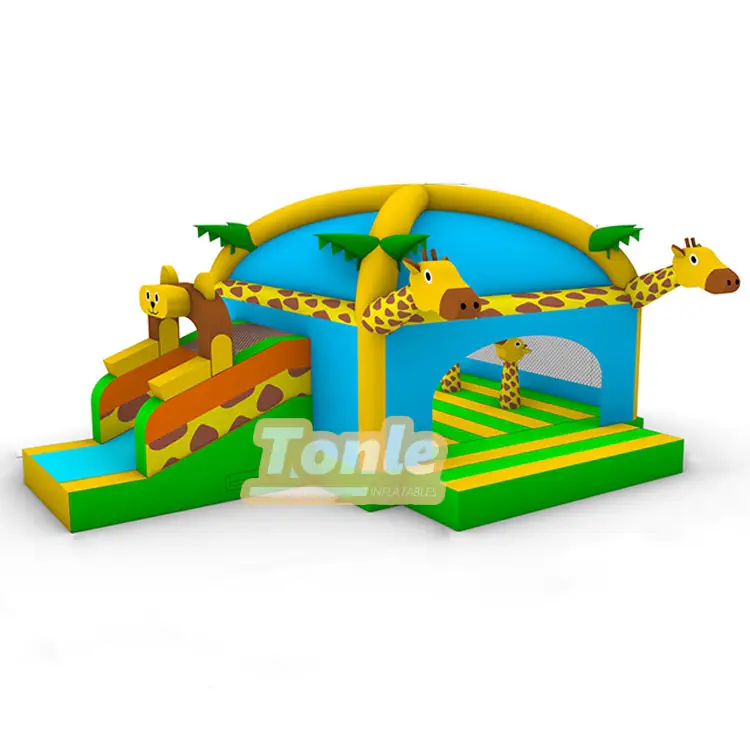 Customized Children's Giraffe Animal Theme Inflatable Slide Castle — photo 1